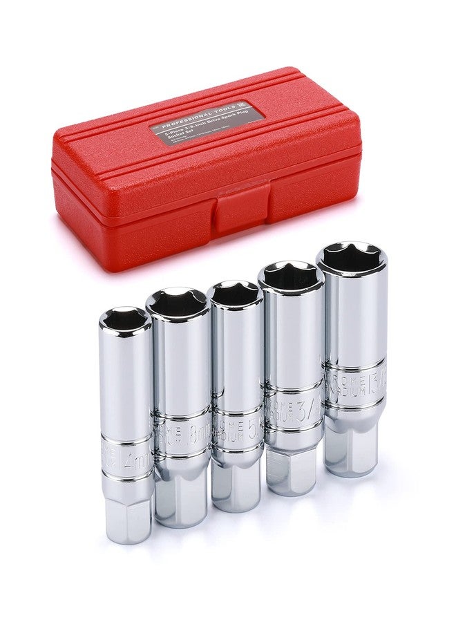 EMENTOL 5PCS 3/8" Drive Spark Plug Socket Set, CR-V, SAE and Metric, 3/8" Drive 6-Point Socket Set - Image 1
