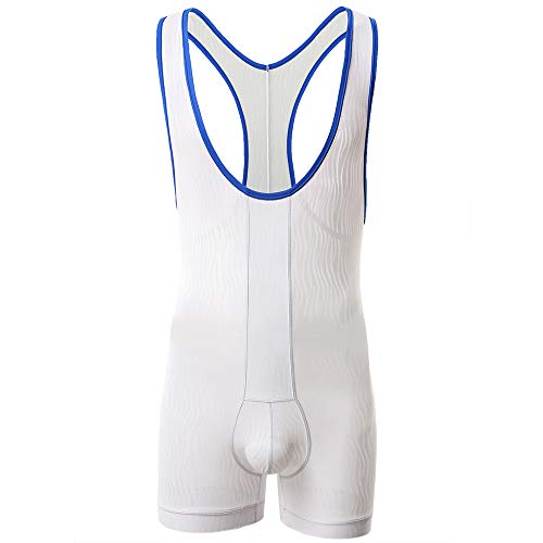 SPNSSTCR Men Athletic Supporters Undershirts Wrestling Singlet Sports Gym Jumpsuit Underwear Boxers (White, Medium) - Image 1