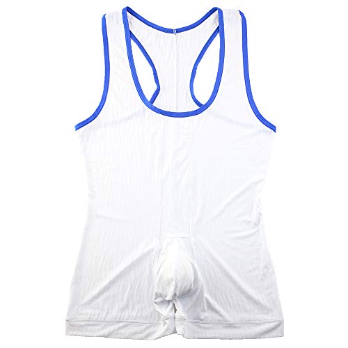 SPNSSTCR Men Athletic Supporters Undershirts Wrestling Singlet Sports Gym Jumpsuit Underwear Boxers (White, Medium) - Image 5
