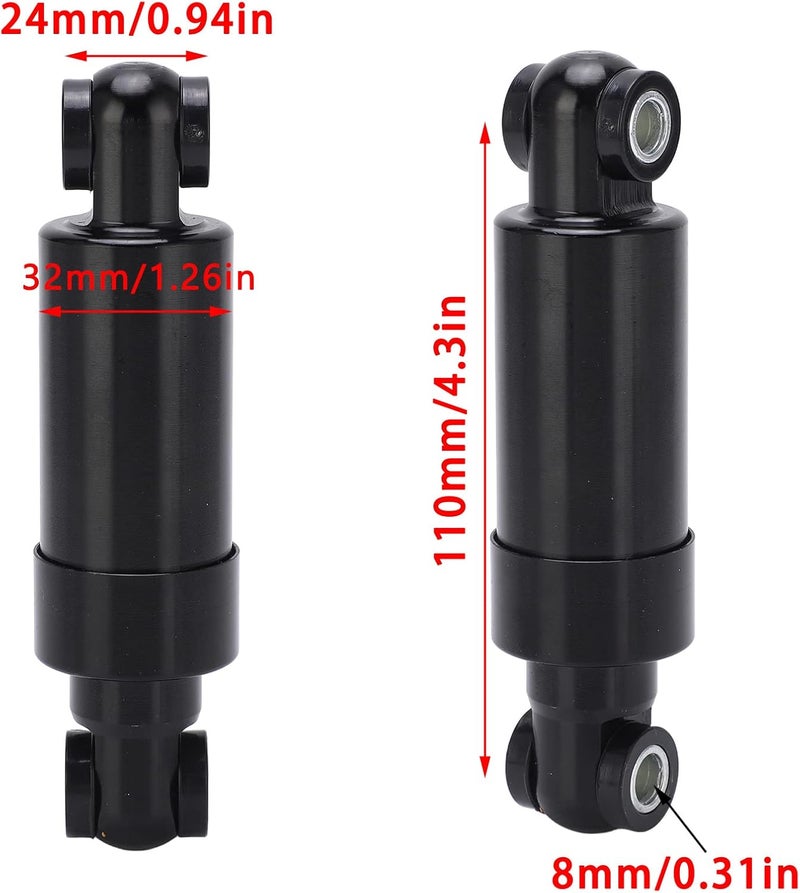 Aramox Electric Bike Shock Absorber 2pcs Shock Absorber Black 750lbs 110mm for Folding Scooter Electric Bike - Image 2