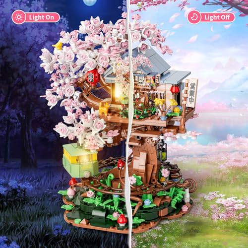 TOY PLAYER مجموعة بناء شجرة زهر الكرز للبنات 812 متوافقة مع ليغو فريندز منزل الزهور متجر إيزاكايا ياباني عمارة كتل بناء مع ضوء هدية للبالغين لعبة للأطفال 1098 قطعة - Image 5