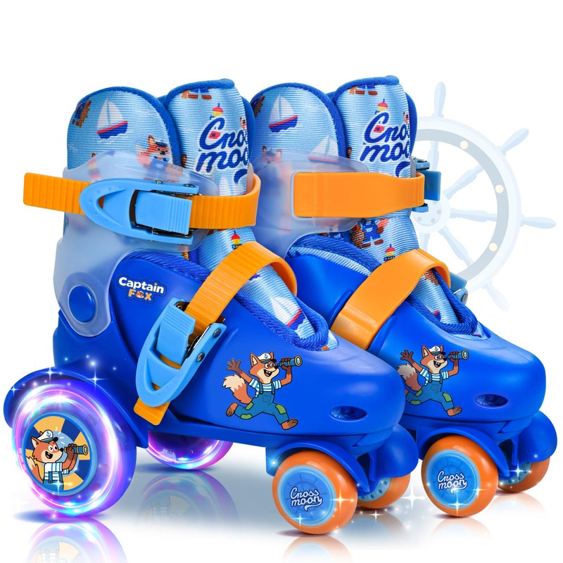 crossmoon Adjustable Beginner Skates for Kids â€“ Light-Up Wheels, Fun Tractor Design for Girls, Boys, Toddlers (Captain Fox, X-Small (6.5Câ€“10C US)) - Image 1