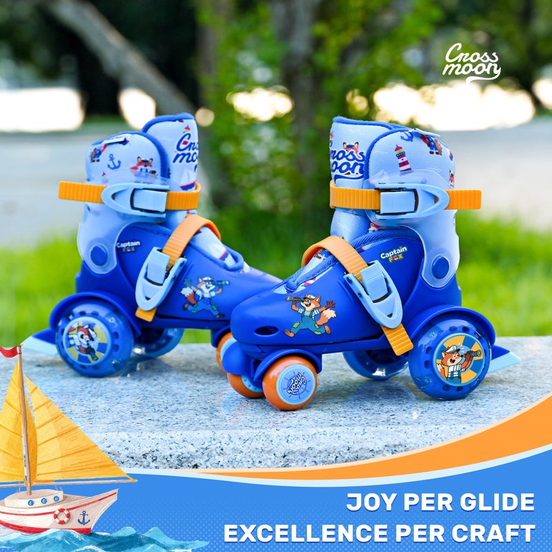 crossmoon Adjustable Beginner Skates for Kids â€“ Light-Up Wheels, Fun Tractor Design for Girls, Boys, Toddlers (Captain Fox, X-Small (6.5Câ€“10C US)) - Image 2