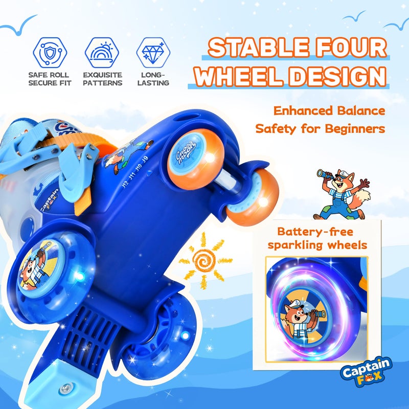 crossmoon Adjustable Beginner Skates for Kids â€“ Light-Up Wheels, Fun Tractor Design for Girls, Boys, Toddlers (Captain Fox, X-Small (6.5Câ€“10C US)) - Image 5
