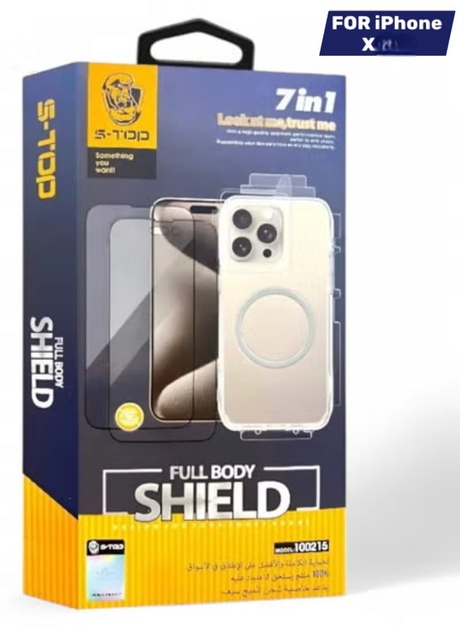 S-TOP New full protection package for iPhone X, with privacy screen protector (Lafa) and a case that supports wireless charging (MagSafe). Complete protection for your device against scratches and drops (7in1), the original package from S-TOP