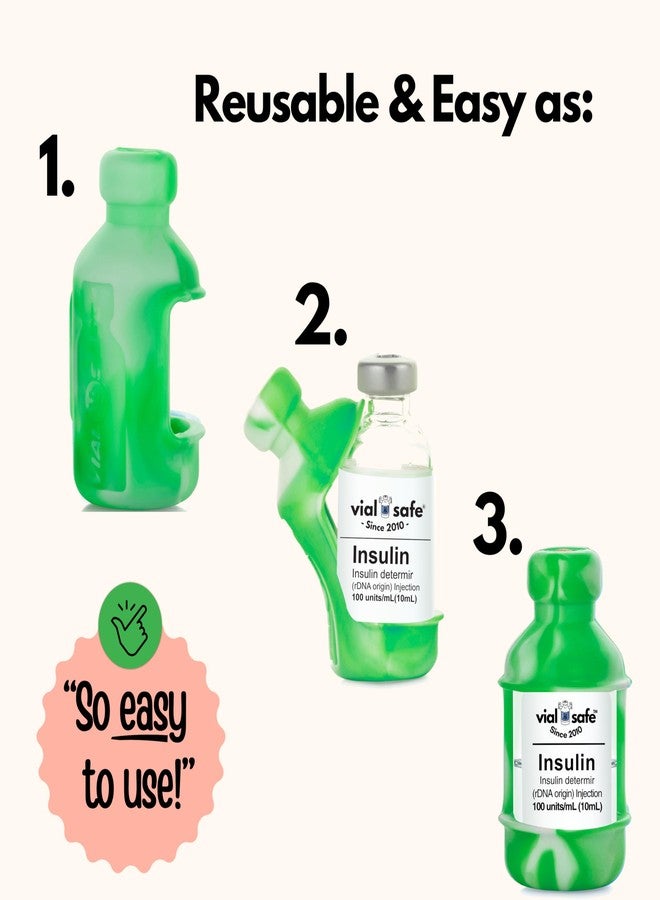VIAL SAFE™ | Insulin Vial Protector Case | Secure Insulin Bottle Protector & Cover for 10mL Vials | Fits Humalog, Humulin, NovoLog, NovoRapid, Novolin | 2-Pack | Tie Dye Green - Image 5