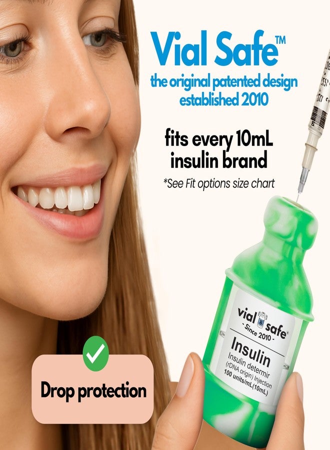VIAL SAFE™ | Insulin Vial Protector Case | Secure Insulin Bottle Protector & Cover for 10mL Vials | Fits Humalog, Humulin, NovoLog, NovoRapid, Novolin | 2-Pack | Tie Dye Green - Image 3