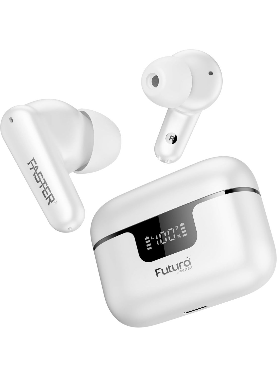 Futura AI-100 Real-Time Translation 100+ Languages Wireless Earbuds with Bluetooth 6.0, Voice Recorder, TWS+ AI Translator, Voice Assistant & ANC, 15H Total Playtime for Business & Travel (White)