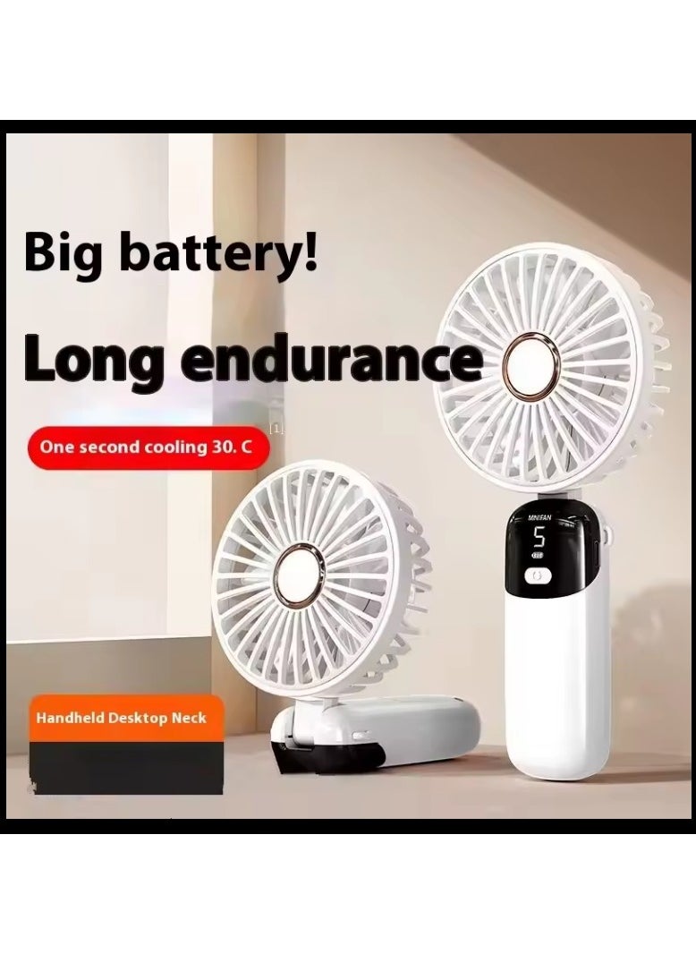 Mini Handheld Fan, 5 Speeds Portable Personal Fans with LED Screen 90° Adjustable Cooling Fan Removable Base, 3000mAh Quiet USB Fan for Home Office Outdoor Travel, 16-24 Hours Working (White) - pzsku/Z5A580F367760D2F4A7B4Z/45/_/1715774217/ab985c67-c6f1-4c65-bea1-1ec47c47cc0d