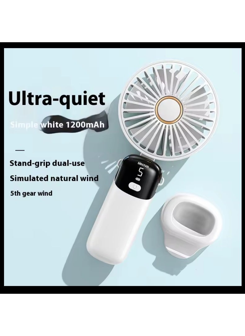 Mini Handheld Fan, 5 Speeds Portable Personal Fans with LED Screen 90° Adjustable Cooling Fan Removable Base, 3000mAh Quiet USB Fan for Home Office Outdoor Travel, 16-24 Hours Working (White) - pzsku/Z5A580F367760D2F4A7B4Z/45/_/1715774237/13a434f5-d928-44b3-a829-c90a511e908f