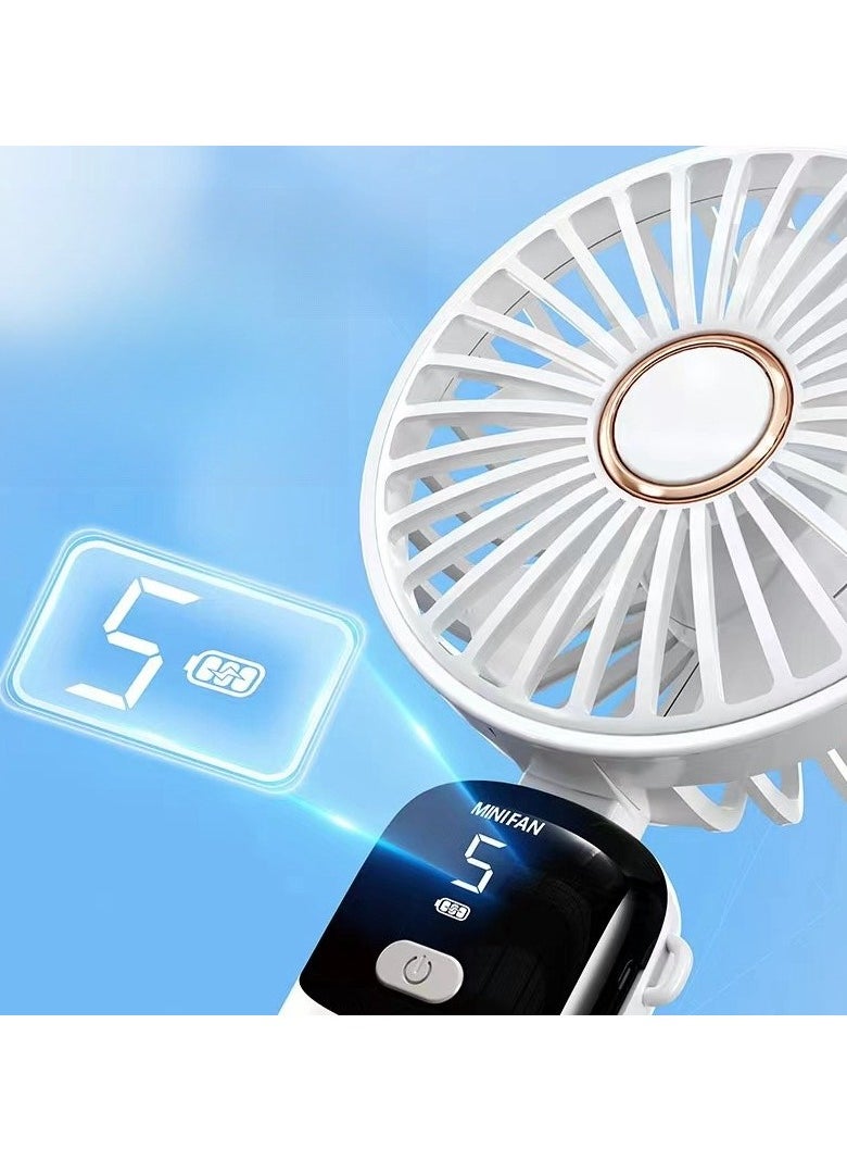 Mini Handheld Fan, 5 Speeds Portable Personal Fans with LED Screen 90° Adjustable Cooling Fan Removable Base, 3000mAh Quiet USB Fan for Home Office Outdoor Travel, 16-24 Hours Working (White) - pzsku/Z5A580F367760D2F4A7B4Z/45/_/1715774248/bfa8f94e-1646-4d5e-95f0-02d46017852f