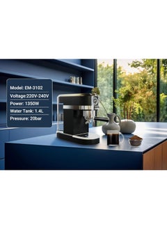 Expresso EXPRESSO Classico EM3102 Pump Espresso Machine Manual Coffee Maker with Milk Frother 20 Bar Pressure  - Image 3