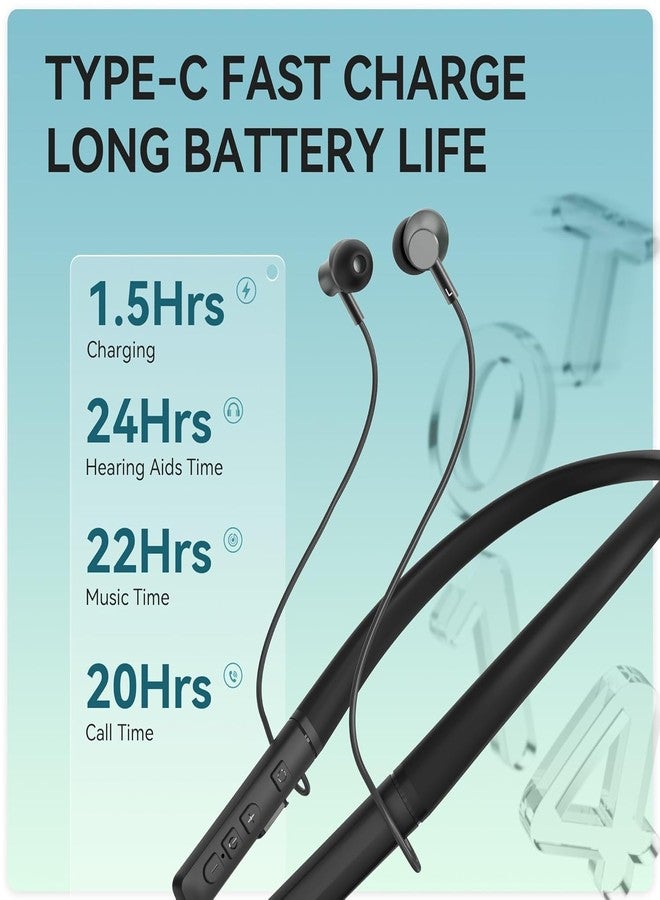 BIGASUO Neckband Hearing Aids Bluetooth Hearing Aid for Seniors Rechargeable Hearing Aids Amplifier with Noise Canceling for Watching TV, Music & Calls (B24) - Image 4
