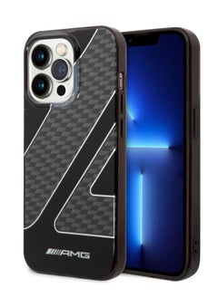 AMG iPhone 14 Pro Case Transparent Double Layer Back Cover with Checkered Flag Pattern / Lifted Ring Case / Bumper Protection / Slim Profile / Easy Snap-On / Drop Protection - Black  - Image 3