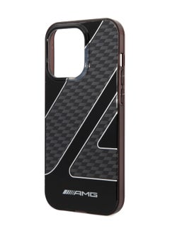AMG iPhone 14 Pro Case Transparent Double Layer Back Cover with Checkered Flag Pattern / Lifted Ring Case / Bumper Protection / Slim Profile / Easy Snap-On / Drop Protection - Black  - Image 2