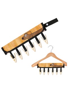 CMGTYYD Folding Clothespin Hanger, Portable Drying Rack With 6 Clips, Travel-Friendly Foldable Fabric, Space-Saving Multi-Functional Clothesline For Towels, Laundry  - Image 1