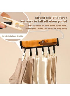 CMGTYYD Folding Clothespin Hanger, Portable Drying Rack With 6 Clips, Travel-Friendly Foldable Fabric, Space-Saving Multi-Functional Clothesline For Towels, Laundry  - Image 2