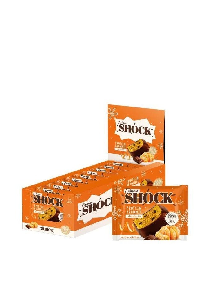 Fitness Shock - Fitness Shock Protein Brownie, Mandarin Flavor – 10 x 50g - Image 1
