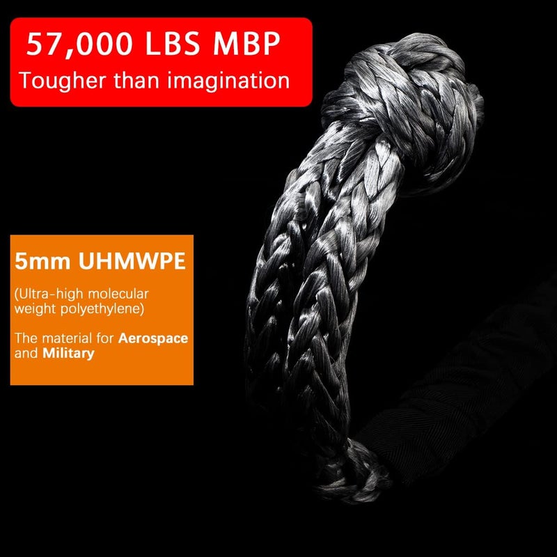 SCHTUMPA Soft Shackle Synthetic Road Recovery Rope 1/2' X 22 Inch (57,000LBS) Breaking Strength for Sailing SUV ATV 4X4 Truck 2 Pack -Safer Than Metal Shack - Image 3