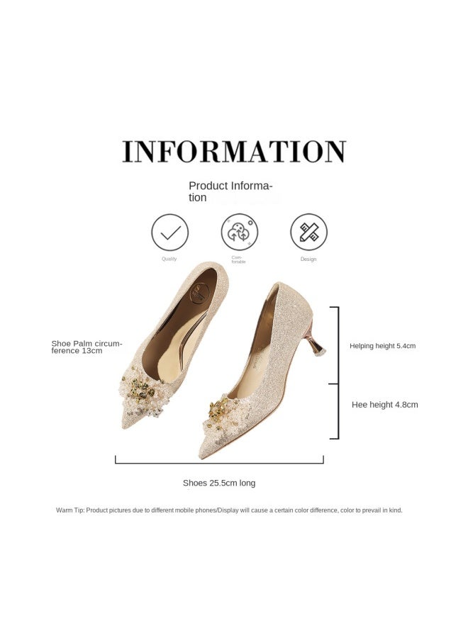 SAFIYA Saturday Women's Shoes 2025 New Collection, Shallow Mouth Pointed Toe High Heel Wedding Shoes, Spring And Autumn Elegant High-end Single Shoes - Image 5