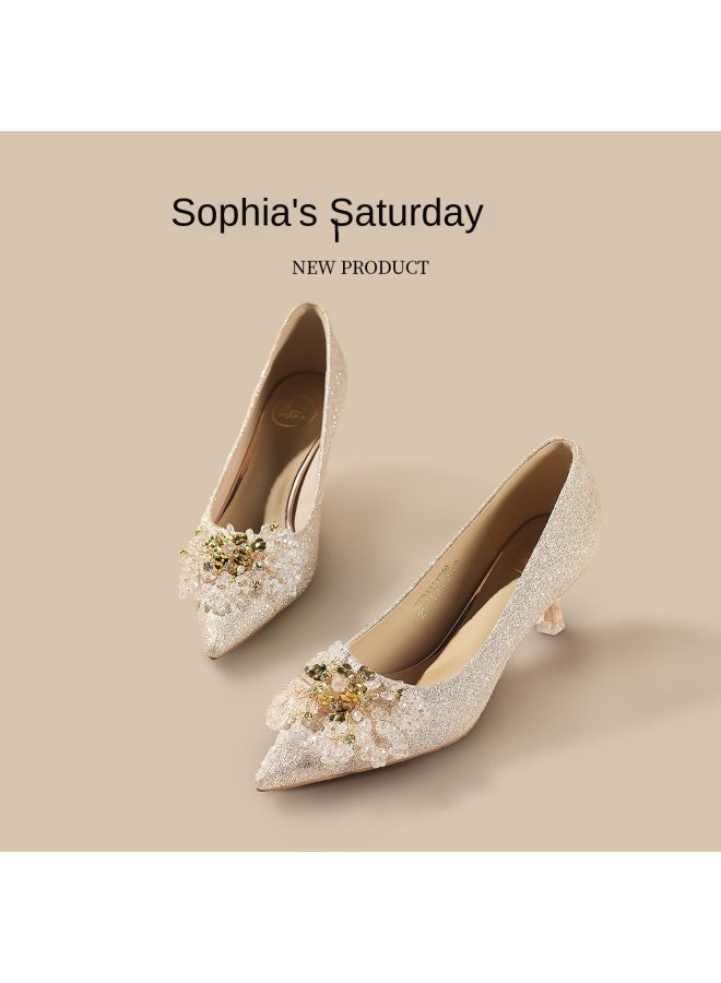 SAFIYA Saturday Women's Shoes 2025 New Collection, Shallow Mouth Pointed Toe High Heel Wedding Shoes, Spring And Autumn Elegant High-end Single Shoes - Image 4