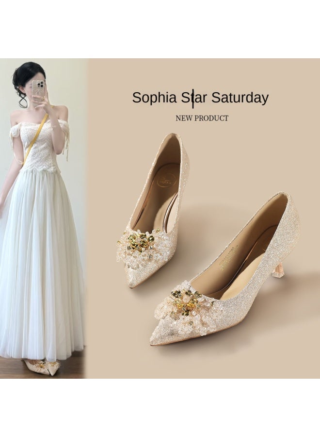SAFIYA Saturday Women's Shoes 2025 New Collection, Shallow Mouth Pointed Toe High Heel Wedding Shoes, Spring And Autumn Elegant High-end Single Shoes - Image 2
