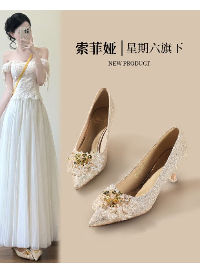 SAFIYA Saturday Women's Shoes 2025 New Collection, Shallow Mouth Pointed Toe High Heel Wedding Shoes, Spring And Autumn Elegant High-end Single Shoes - Image 1