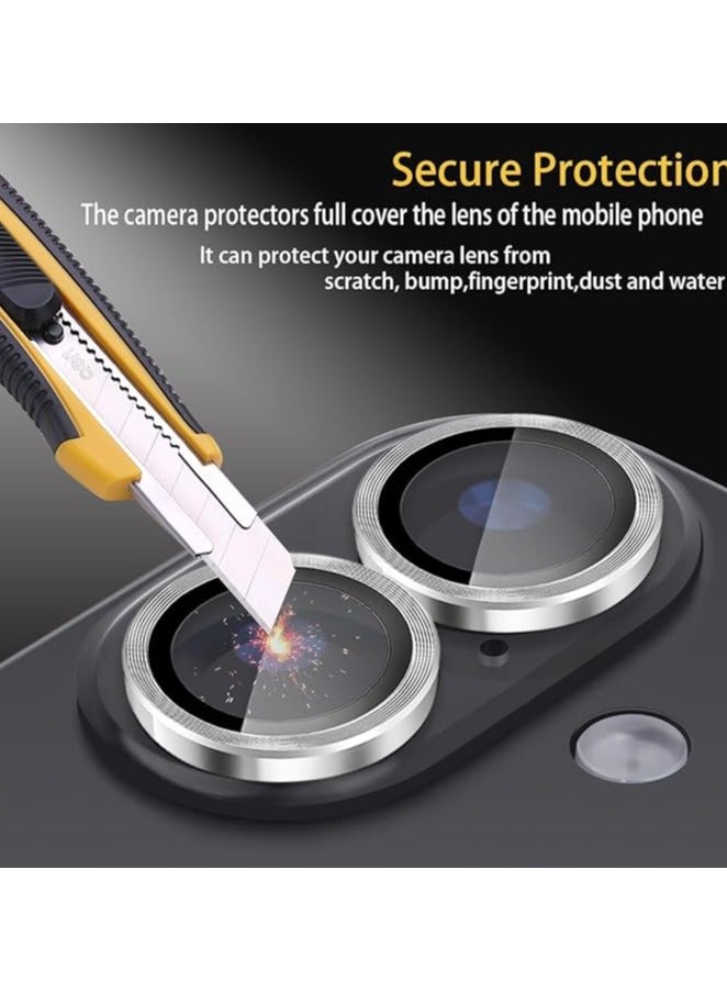 Muzz Camera Lens Protector for iPhone 16 2024 Tempered Glass Lens Protector Aluminum Alloy Ring Camera Cover Fits for Iphone 16 Silver - Image 2