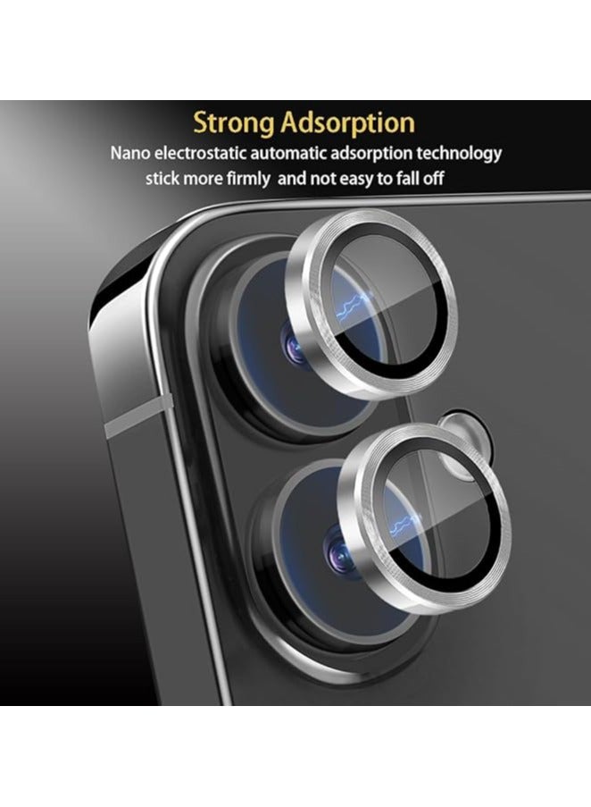 Muzz Camera Lens Protector for iPhone 16 2024 Tempered Glass Lens Protector Aluminum Alloy Ring Camera Cover Fits for Iphone 16 Silver - Image 4
