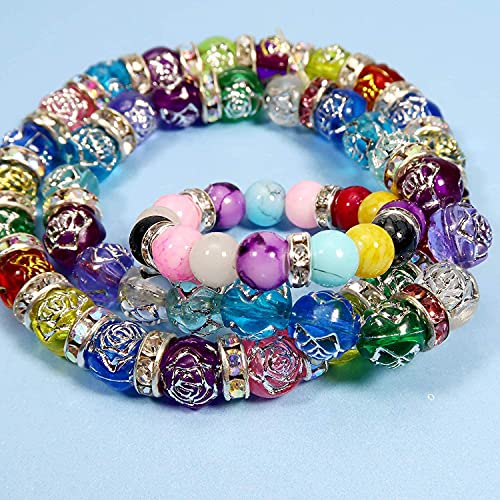 Allb 100Pcs Rondelle Spacer Beads 6mm Silver Plated Czech Crystal Rhinestone for Jewelry Making Loose Beads for Bracelets - Image 5