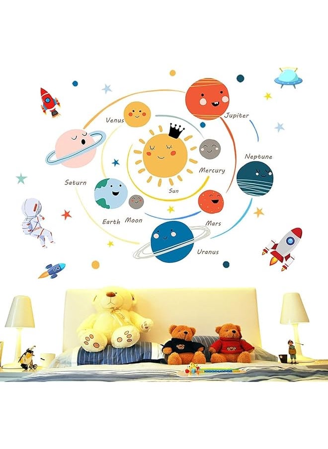 erorex Planet Wall Decals Kids Room Large Space Wall Stickers Boy Bedroom Cute Educational Wall Decal Decals For Nursery Daycare Playroom Boys Room Girls Room Classroom School  - Image 3