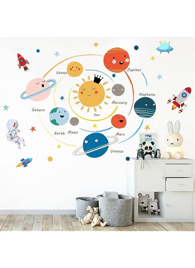 erorex Planet Wall Decals Kids Room Large Space Wall Stickers Boy Bedroom Cute Educational Wall Decal Decals For Nursery Daycare Playroom Boys Room Girls Room Classroom School  - Image 1