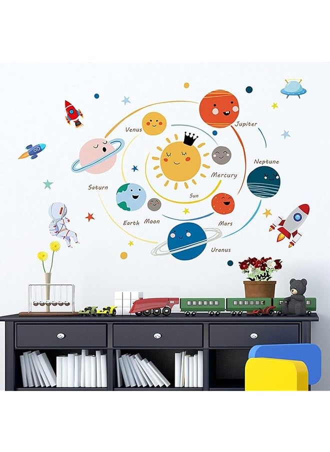 erorex Planet Wall Decals Kids Room Large Space Wall Stickers Boy Bedroom Cute Educational Wall Decal Decals For Nursery Daycare Playroom Boys Room Girls Room Classroom School  - Image 4