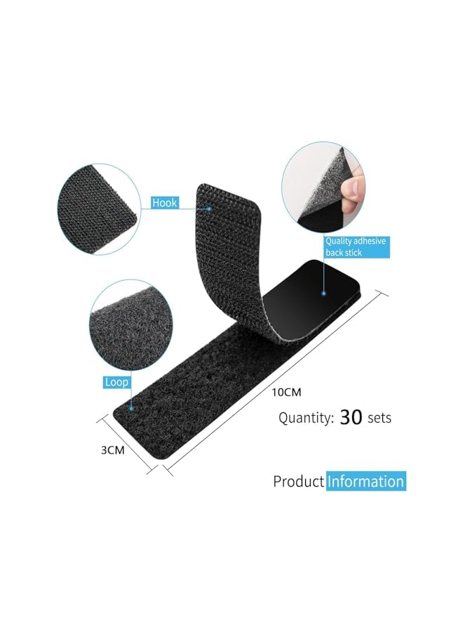 PROMASS promass Hook and Loop Tape, 30 Sets Nylon Self Adhesive Heavy Duty Strips, Hook Loop Strips with Adhesive Heavy Duty, Sticky Back Tape Fastener, for Office, Home, School, Crafting (Black 3X 10cm)  - Image 4