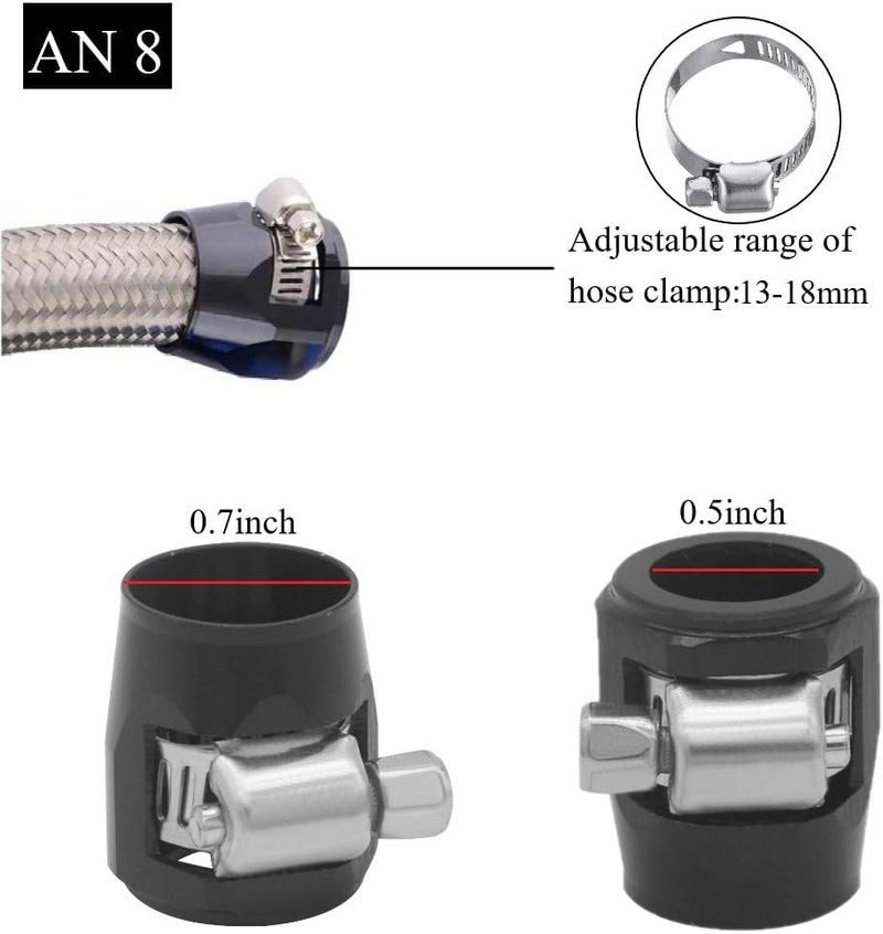 YSIL 8AN Hose Finisher Clamp Set - 5PCS Aluminum Black for 1/2 Fuel Line - Image 2
