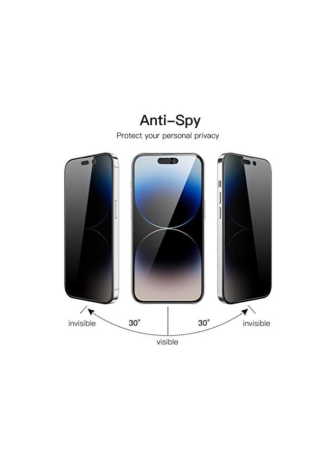 Jetech - JETech Privacy Full Coverage Screen Protector for iPhone 14 Pro 6.1-Inch with Camera Lens Protector, Anti-Spy Tempered Glass Film, 2-Pack Each - Image 1