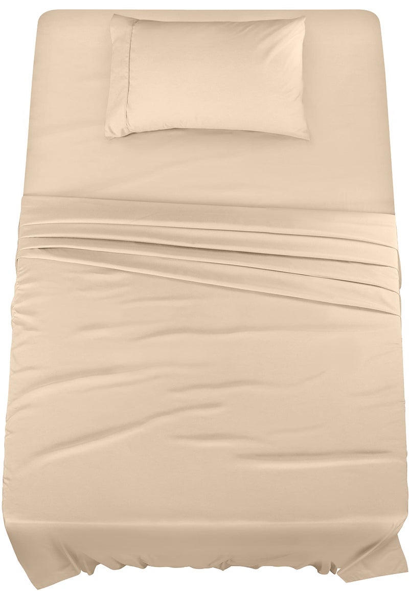 Utopia Bedding Twin Bed Sheets Set - 3 Piece Bedding - Brushed Microfiber - Shrinkage and Fade Resistant - Easy Care (Twin, Beige) - Image 1