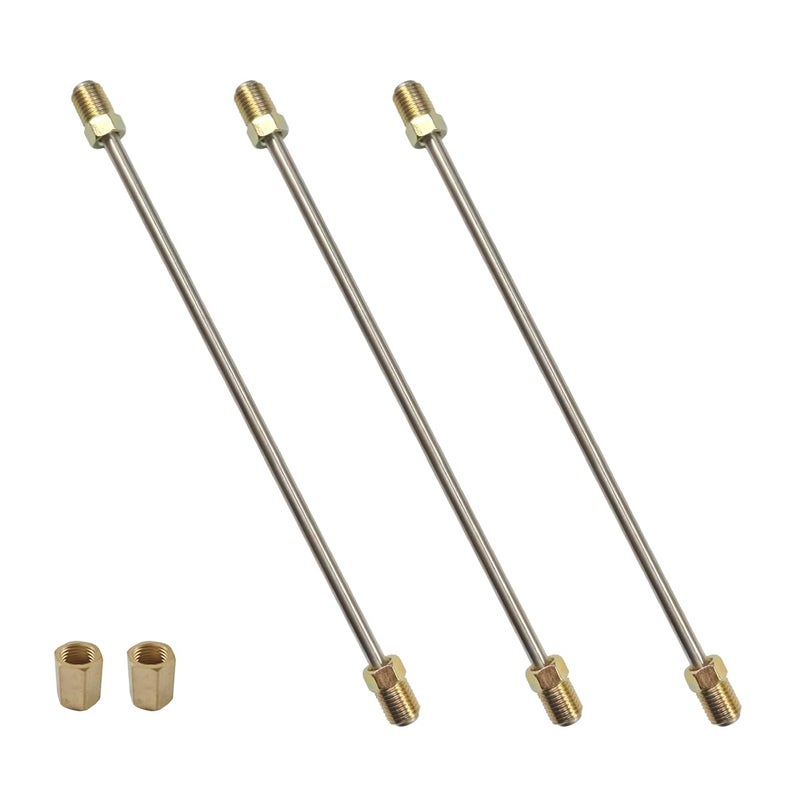 LHDOS 3PCS 316 Brake Line Kit with Fittings 10 Long Stainless Steel Brake Line with Inverted Double Flare Ends Flexible Brake Line Repair Kit with Standard Tube Nuts Unions 10 Inch - Image 2