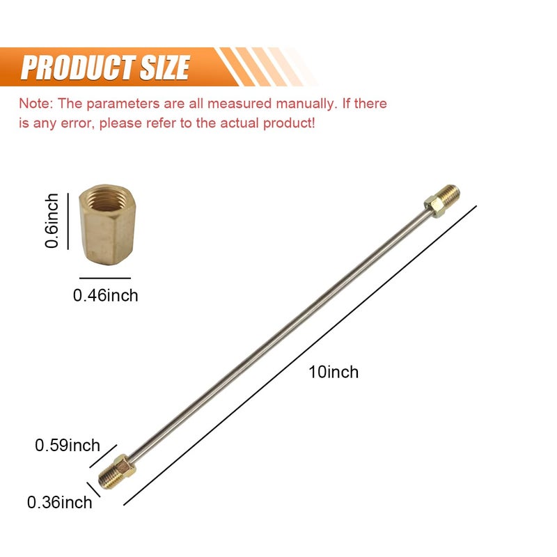 LHDOS 3PCS 316 Brake Line Kit with Fittings 10 Long Stainless Steel Brake Line with Inverted Double Flare Ends Flexible Brake Line Repair Kit with Standard Tube Nuts Unions 10 Inch - Image 4