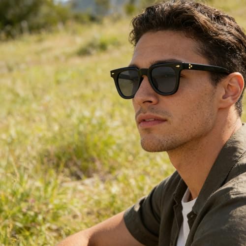 PORADAY Square Sunglasses for Women Men Trendy Thick Frame Sun Glasses Black Shades (Black/Grey+Black/Blue) - Image 2