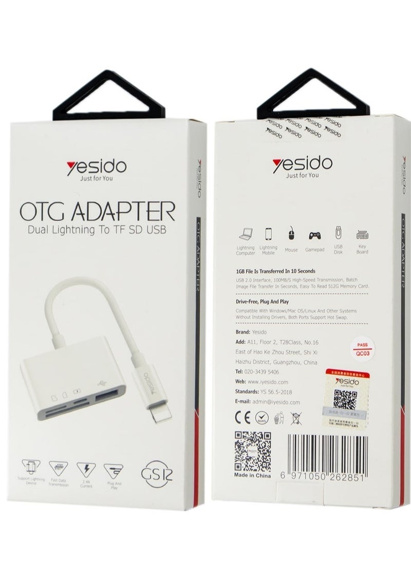 Generic - OTG Adapter Lightning to SD & TF Card Reader – GS11 for iPhone and iPad - Image 1