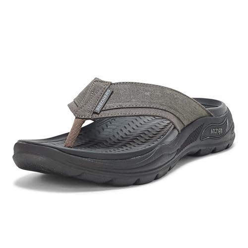 SKECHERS صندل سكيشرز للرجال بتصميم آرتش فيت موتلي إس دي-ريغيل من قماش، أسود، 14 - Image 1