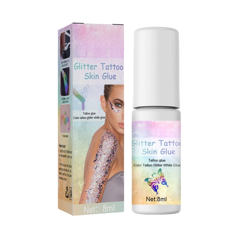 EELHOE 8ML Flash Tattoo Skin Glue Skin Glitter Powder for Facial Body Painting Eye Makeup - Image 1