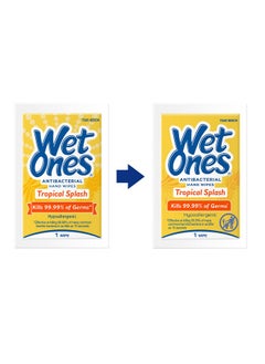 Wet Ones Wet Ones Antibacterial Hand Wipes Singles, Tropical Splash Wipes | Individual Wipes, Antibacterial Wipes, Hand Wipes Individually Wrapped | 24 ct. (6 pack)  - Image 2