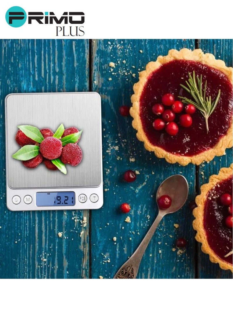 بريمو بلس ميزان طعام رقمي صغير مزود بكفة فضي - Image 2