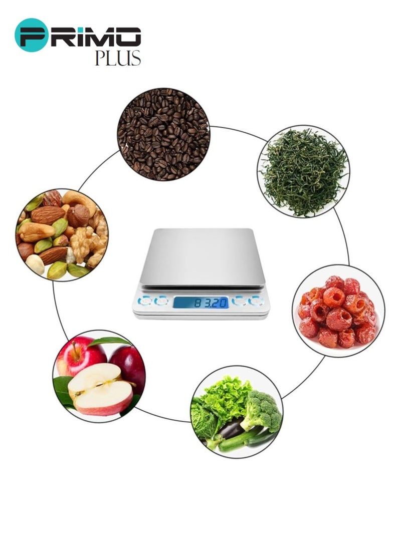 بريمو بلس ميزان طعام رقمي صغير مزود بكفة فضي - Image 4