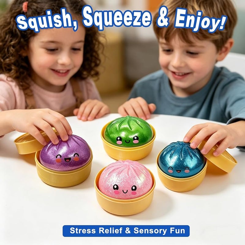 PMDYBY Glitter Dumpling Squishy,2026 New Shimmering Dumpling Squishy Mystery Box,Colorful Dumplings Stress Balls Fidget Sensory,Squeeze Toy for Stress Relief Stretchy Desk Toys(Glitter Pink) - Image 3