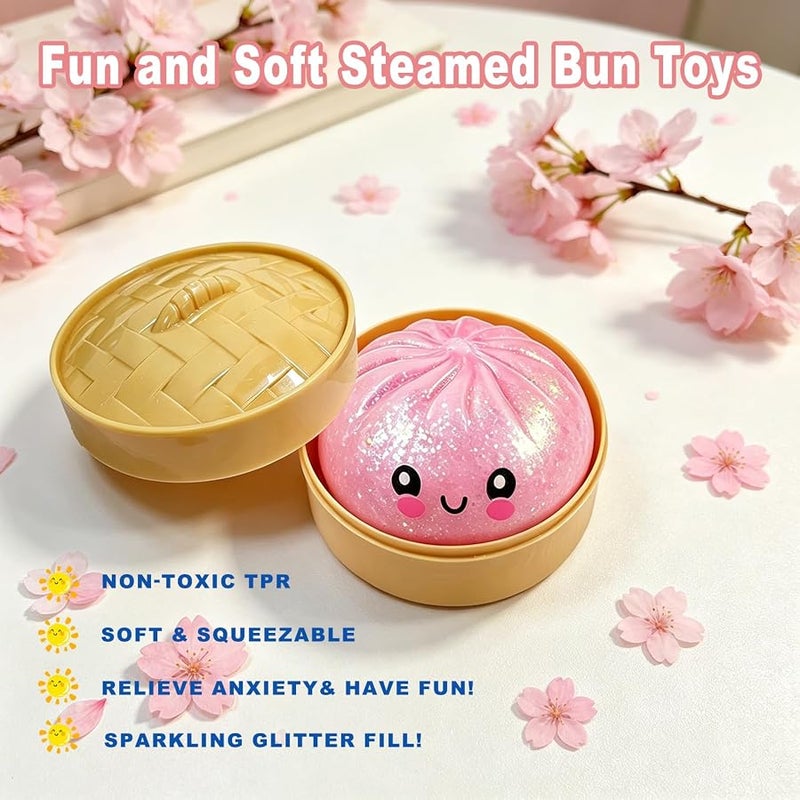 PMDYBY Glitter Dumpling Squishy,2026 New Shimmering Dumpling Squishy Mystery Box,Colorful Dumplings Stress Balls Fidget Sensory,Squeeze Toy for Stress Relief Stretchy Desk Toys(Glitter Pink) - Image 2