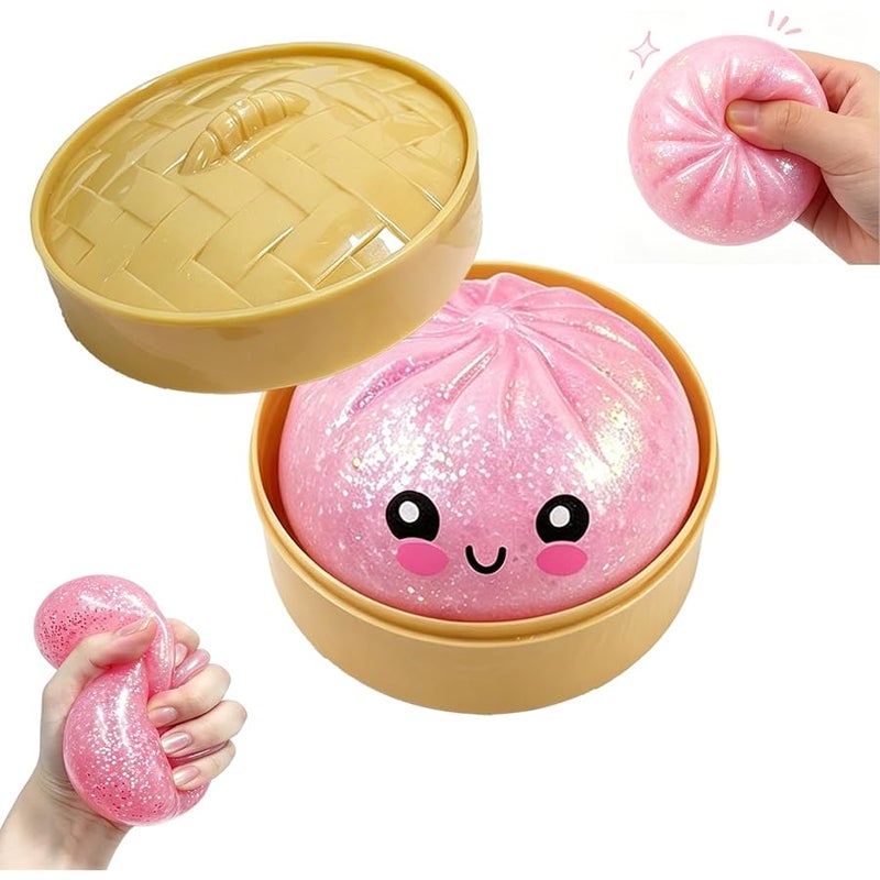 PMDYBY Glitter Dumpling Squishy,2026 New Shimmering Dumpling Squishy Mystery Box,Colorful Dumplings Stress Balls Fidget Sensory,Squeeze Toy for Stress Relief Stretchy Desk Toys(Glitter Pink) - Image 1