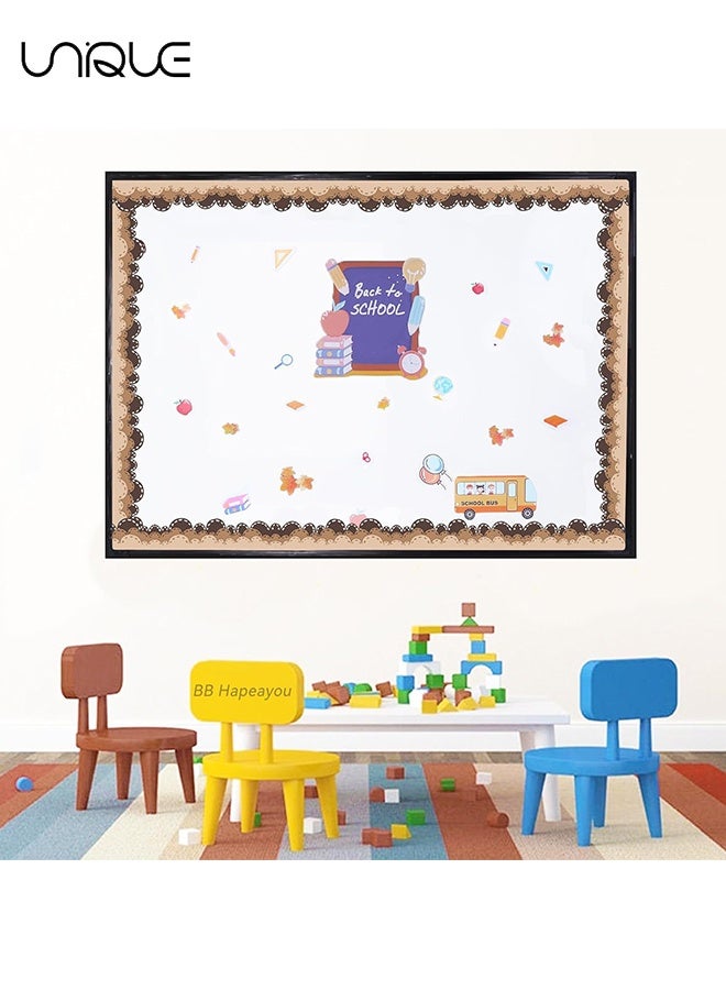يونيك حدود لفصل دراسي مقاومة للماء بسحابة بنية بامتداد 10 أمتار - حدود لوحة إعلانات متدرجة - زينة للسبورة - ديكور حدود مناسب للعودة إلى المدرسة للفصول الدراسية والمكاتب وجدران السبورة (سحب) - Image 5